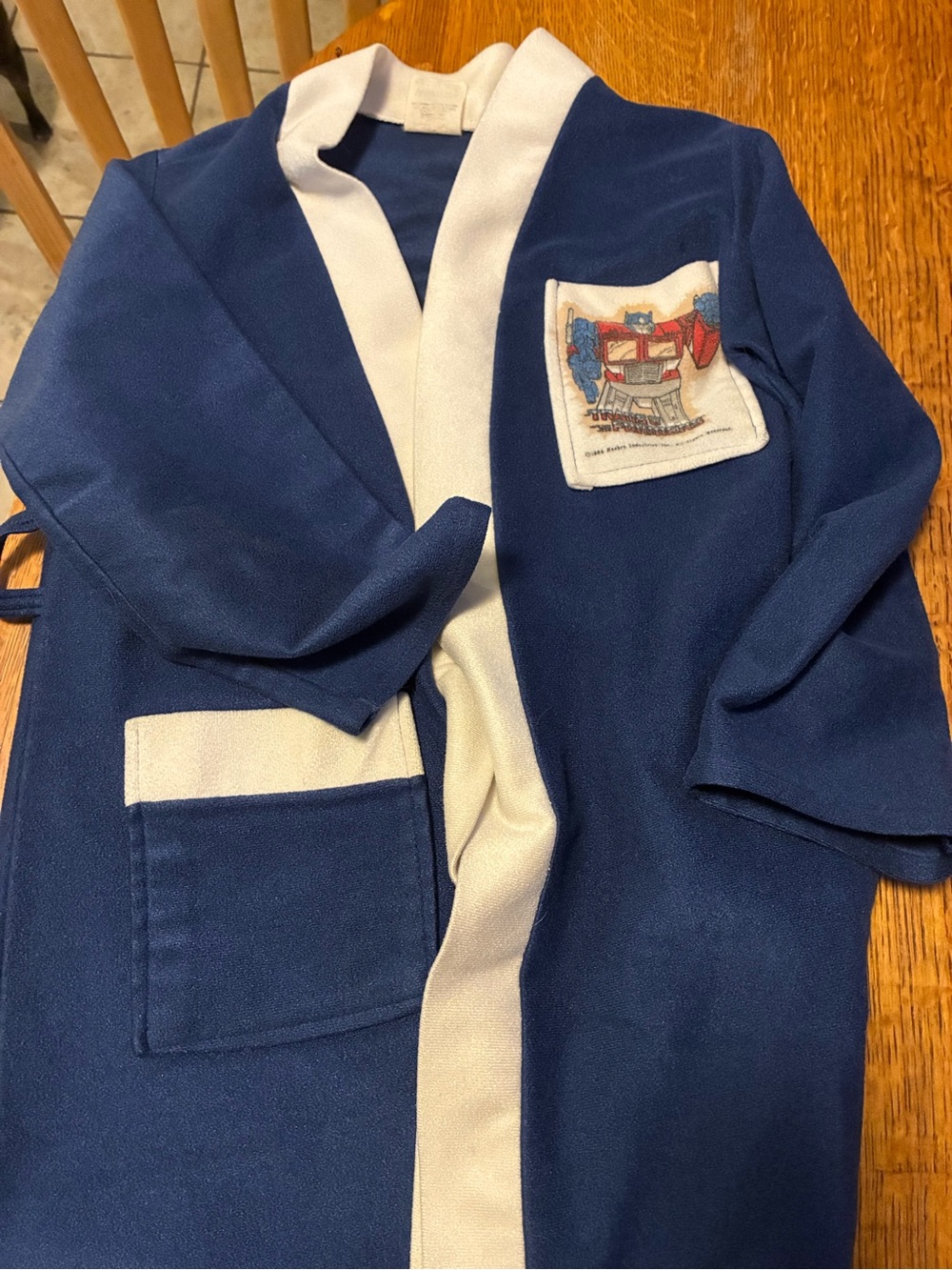 Vintage 90s Kids Navy and White Robe Transformers 7